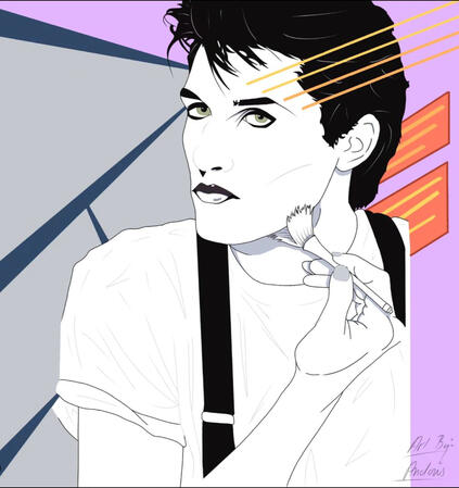 The first piece inspired by Patrick Nagel. Named 'The Rhythm' for Jansen's unique styles of keeping rhythm in music.