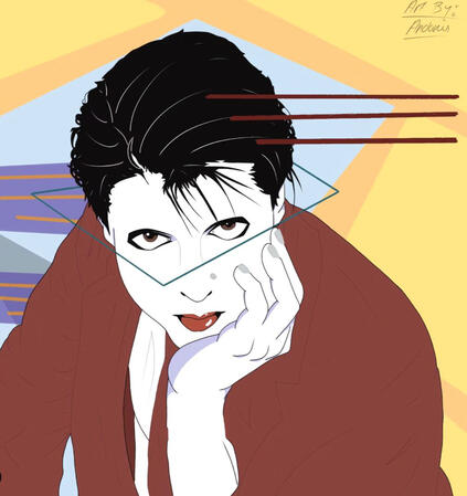 The second piece inspired by Patrick Nagel (and a favourite of Weather's!). Named "The Fluent" for Karn's fluent style of playing various instruments.